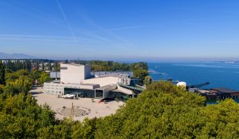 Festspielhaus Bregenz am Bodensee, Drohnenaufnahmen Festspielhaus Bregenz am Bodensee, Drohnenaufnahmen