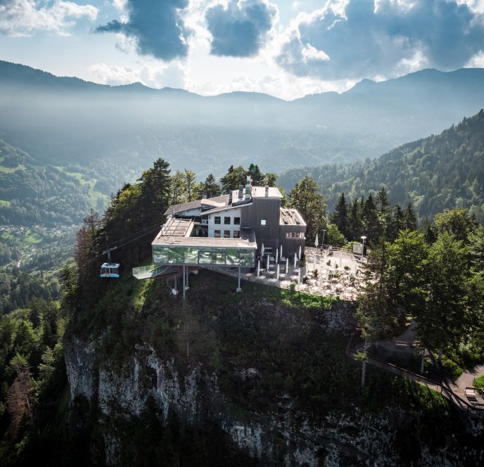 Luftaufnahme von der Karren Bergsation in Dornbirn Luftaufnahme von der Karren Bergsation in Dornbirn